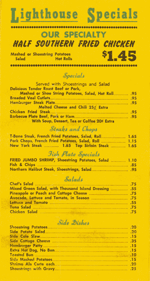 The Lighthouse Menu